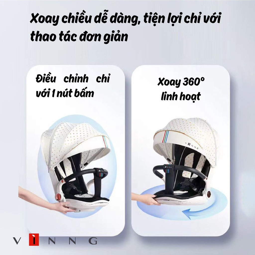 Xe đẩy du lịch gấp gọn đảo chiều Vinng Q7 cho bé