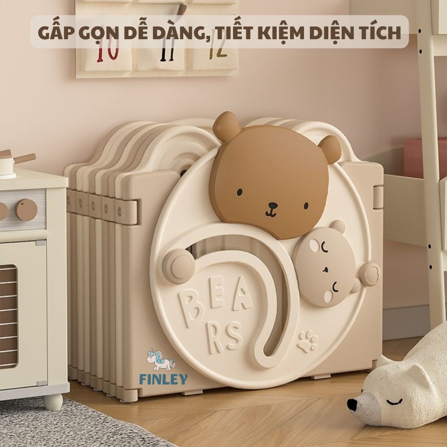Quây cũi nhựa FINLEY gấu thỏ Hàn Quốc