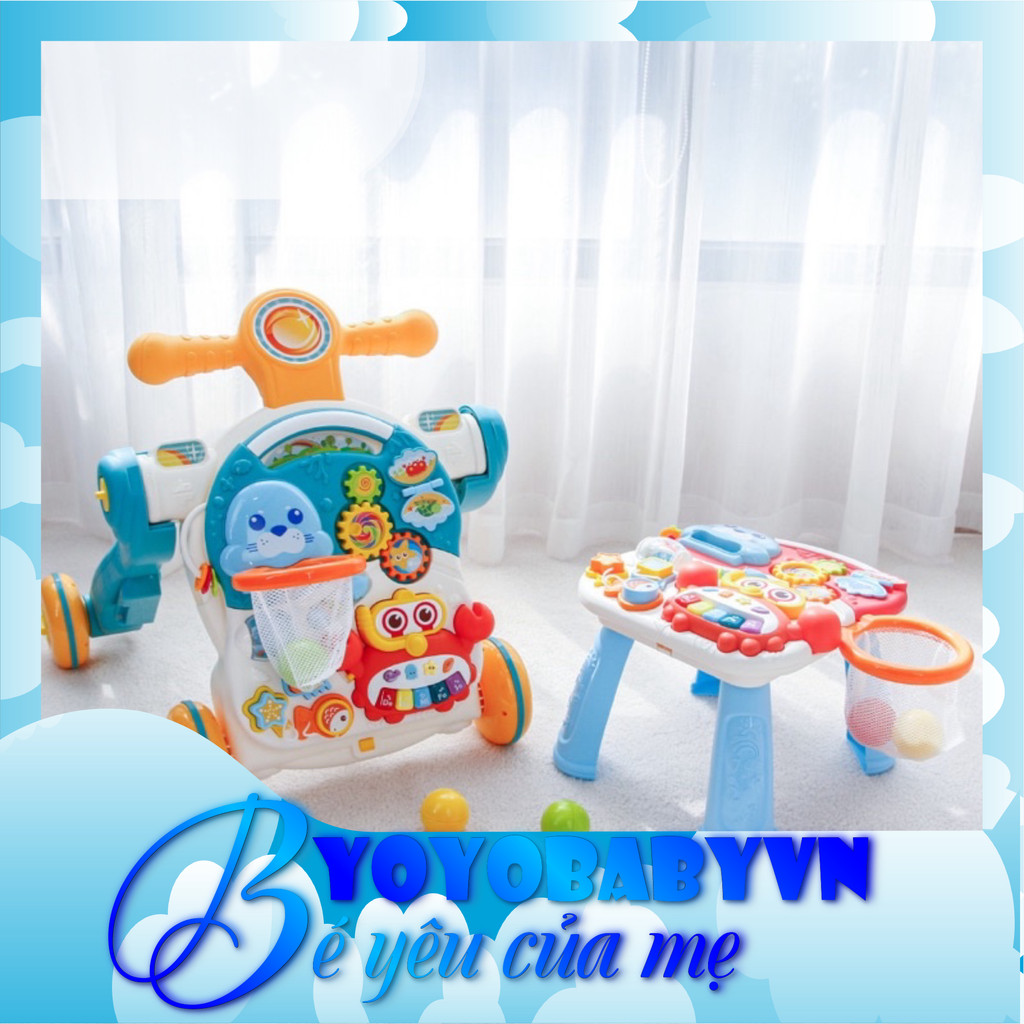 Xe tập đi đa năng kiêm bàn nhạc và chòi chân cho bé 3 trong 1 Toyshouse HE0826