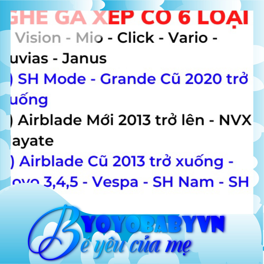 Ghế ngồi xe máy cho bé ???? GIÁ SỈ = LẺ ???? Xe Ga Đủ Loại, Yên Nệm, Có Tựa,,An Toàn Cho Bé