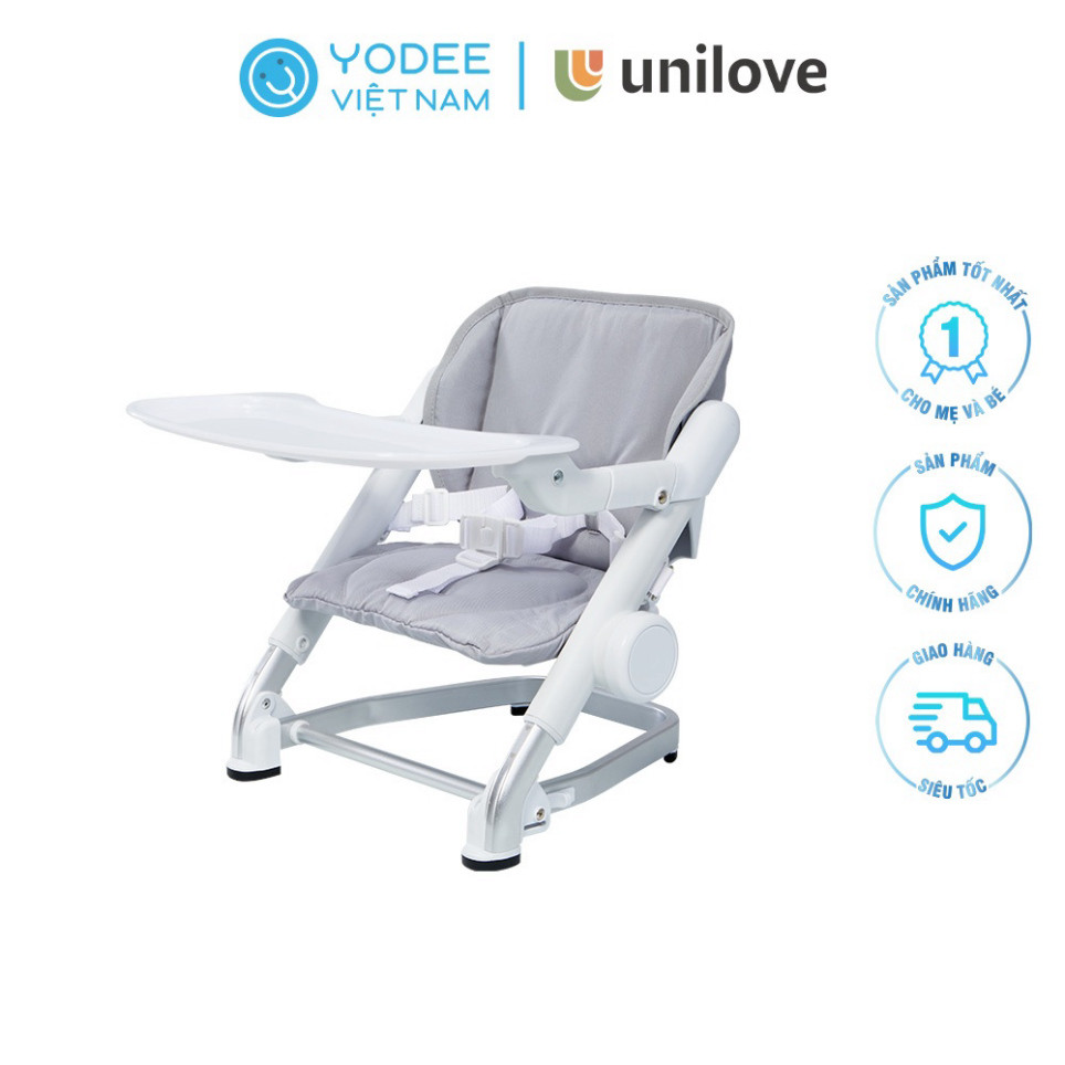 Unilove Ghế ăn dặm gấp gọn du lịch 3 trong 1 Feed Me Go 4 chế độ điều chỉnh độ cao, chân ghế chống trượt an toàn cho bé